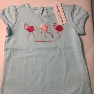 Janie & Jack girls 2T flamingo print shirt NWT